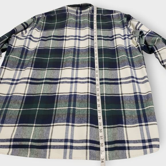 LL Bean Mens Chamois Green Plaid Flannel Button Up Shirt Sz XLT Pockets Rugged - Picture 11 of 11